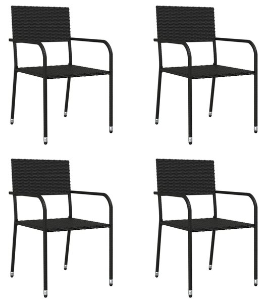 5dílný zahradní jídelní set černý polyratan a ocel