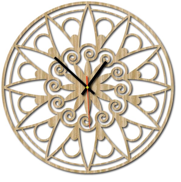 Nástěnné hodiny mandala - JANA: Černé ručičky Překližka topol 30 cm 3049-13133 X0059-Wall clock HEU-