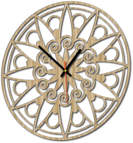 Nástěnné hodiny mandala - JANA: Černé ručičky Překližka topol 30 cm 3049-13133 X0059-Wall clock HEU-