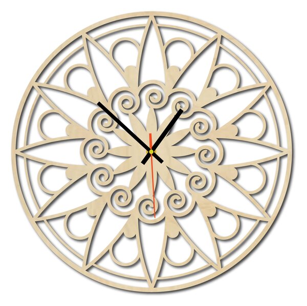 Nástěnné hodiny mandala - JANA: Černé ručičky Překližka topol 30 cm 3049-13133 X0059-Wall clock HEU-