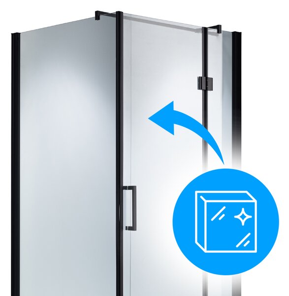 BPS-koupelny Čtvercový sprchový kout ZES KZ1390A BL 80x80 černá/transparent - bez vaničky