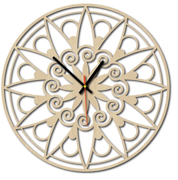Nástěnné hodiny mandala - JANA: Černé ručičky Překližka topol 30 cm 3049-13133 X0059-Wall clock HEU-