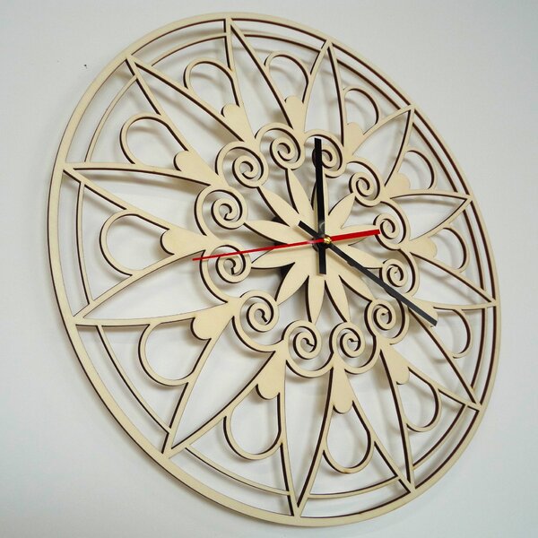 Nástěnné hodiny mandala - JANA: Černé ručičky Překližka topol 30 cm 3049-13133 X0059-Wall clock HEU-