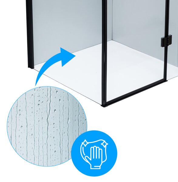 BPS-koupelny Čtvercový sprchový kout ZES KZ1390A BL 80x80 černá/transparent - bez vaničky