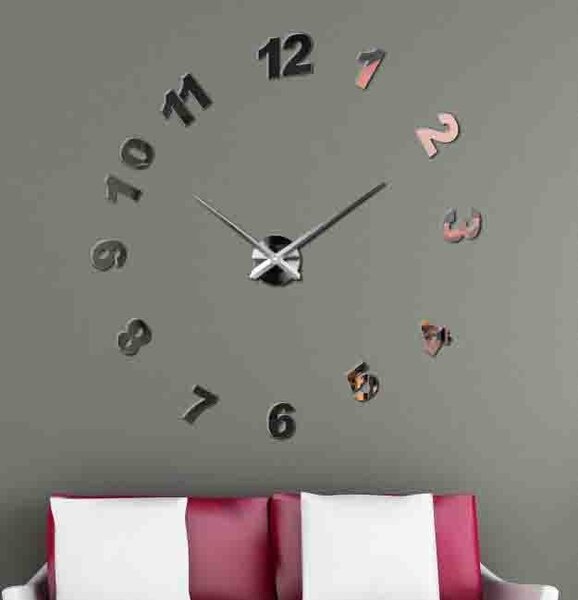 Moderní hodiny na szenu nalepovací - TRINITY: Černá Ral 9005 Černá barva RAL 9005 3037-12921 12S047-Modern wall HEU-