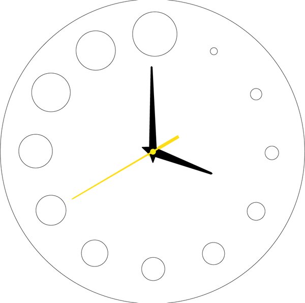 Nástěnné hodiny do kuchyně kulaté | HANZREFT: Černá Ral 9005 Černé ručičky 30 cm 3052-13263 X0030-3D HEU-