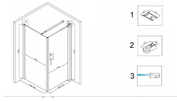 BPS-koupelny Čtvercový sprchový kout BS04B 90x90 černá/transparent