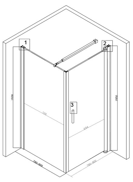 BPS-koupelny Čtvercový sprchový kout ZES BS04BSA 80x80 černá/transparent - bez vaničky
