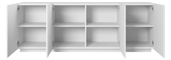 Moderní komoda Asha 200 cm čtyřdveřová - bílý mat