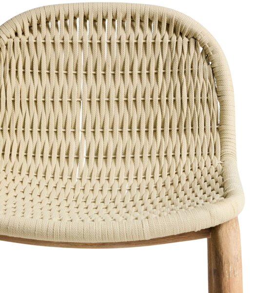 Kave Home Dřevěná zahradní barová židle Alipa 75 cm s béžovým výpletem