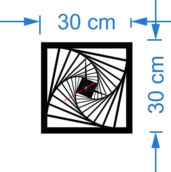 Dřevěné nástěnné hodiny čtverec - CAREGO: Stříbrné ručičky Přírodní překližka - Topol přírodní 30 cm 3090-108642 PR0005