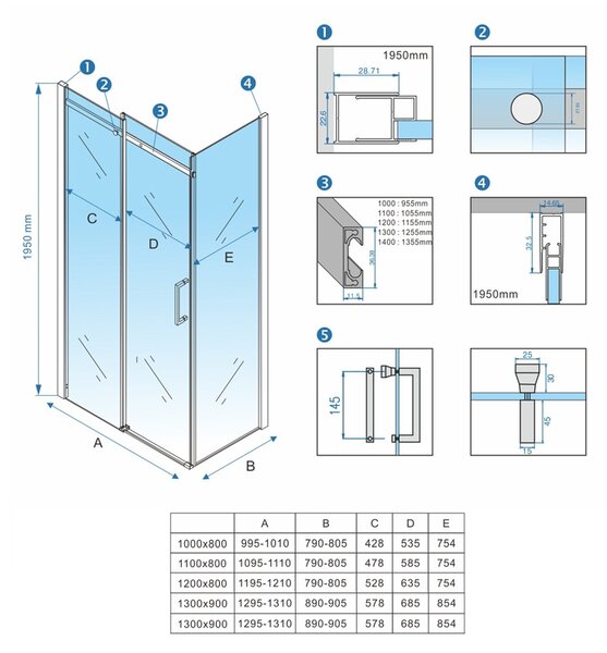 BPS-koupelny Obdélníkový sprchový kout ZES KZ22A BL 100x80 černý/transparent - bez vaničky