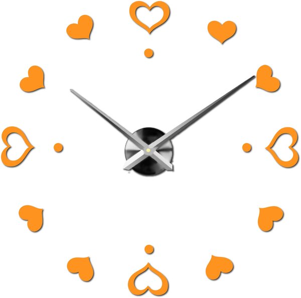 Hodiny na stenu nalepoviacie srdce - EMOCE: Černá Ral 9005 Černá barva RAL 9005 3097-14110 12S046-S-Wall clock HEU-