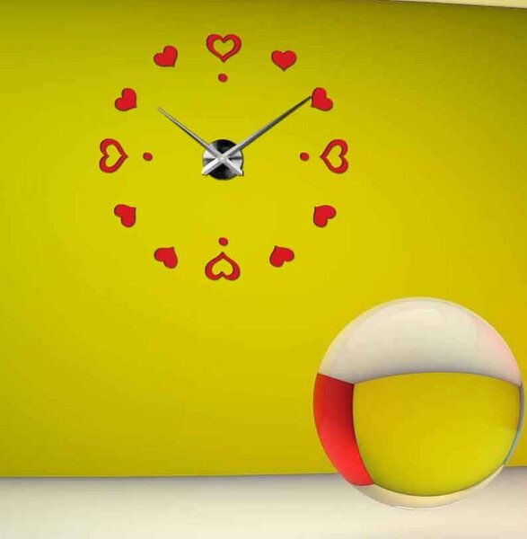 Hodiny na stenu nalepoviacie srdce - EMOCE: Černá Ral 9005 Černá barva RAL 9005 3097-14110 12S046-S-Wall clock HEU-