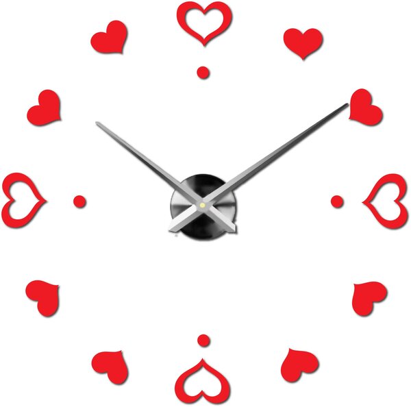 Hodiny na stenu nalepoviacie srdce - EMOCE: Černá Ral 9005 Černá barva RAL 9005 3097-14110 12S046-S-Wall clock HEU-