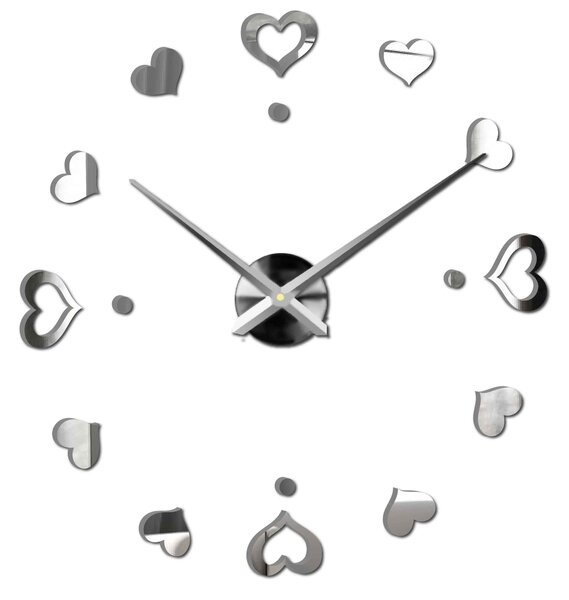 Hodiny na stenu nalepoviacie srdce - EMOCE: Černá Ral 9005 Černá barva RAL 9005 3097-14110 12S046-S-Wall clock HEU-