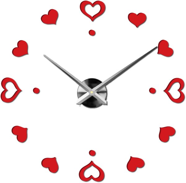 Hodiny na stenu nalepoviacie srdce - EMOCE: Černá Ral 9005 Černá barva RAL 9005 3097-14110 12S046-S-Wall clock HEU-