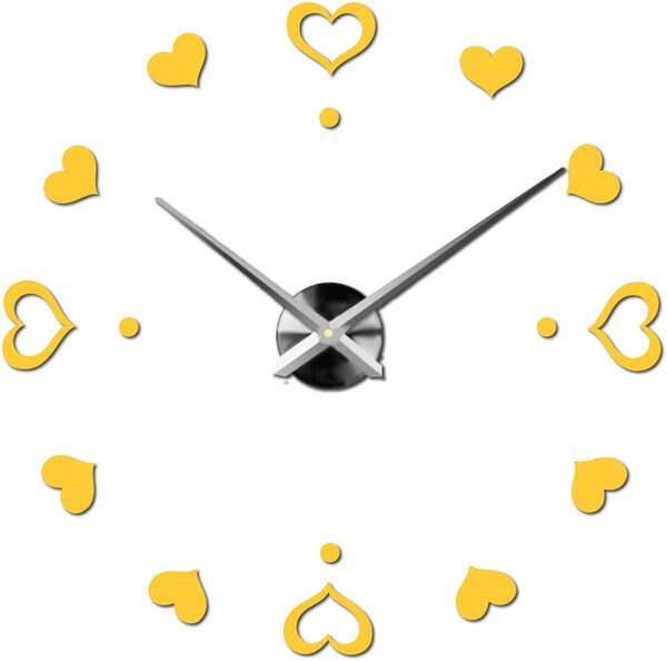 Hodiny na stenu nalepoviacie srdce - EMOCE: Černá Ral 9005 Černá barva RAL 9005 3097-14110 12S046-S-Wall clock HEU-