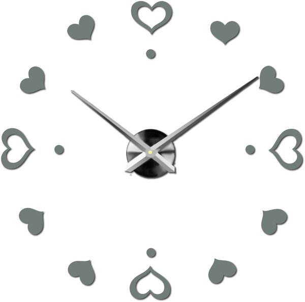 Hodiny na stenu nalepoviacie srdce - EMOCE: Černá Ral 9005 Černá barva RAL 9005 3097-14110 12S046-S-Wall clock HEU-