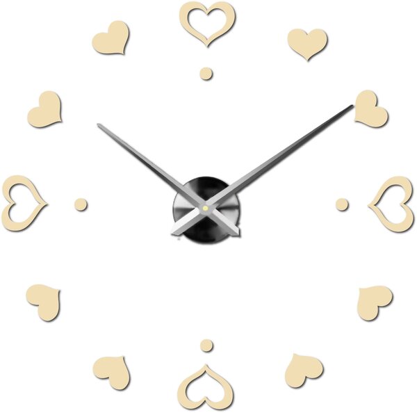 Hodiny na stenu nalepoviacie srdce - EMOCE: Černá Ral 9005 Černá barva RAL 9005 3097-14110 12S046-S-Wall clock HEU-