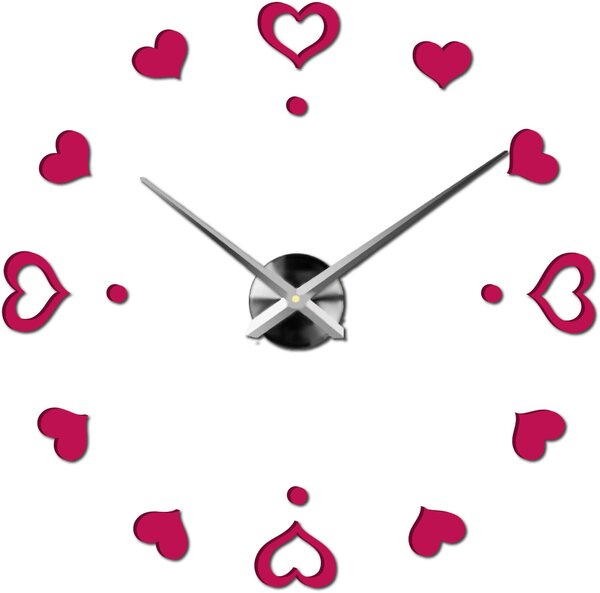 Hodiny na stenu nalepoviacie srdce - EMOCE: Černá Ral 9005 Černá barva RAL 9005 3097-14110 12S046-S-Wall clock HEU-