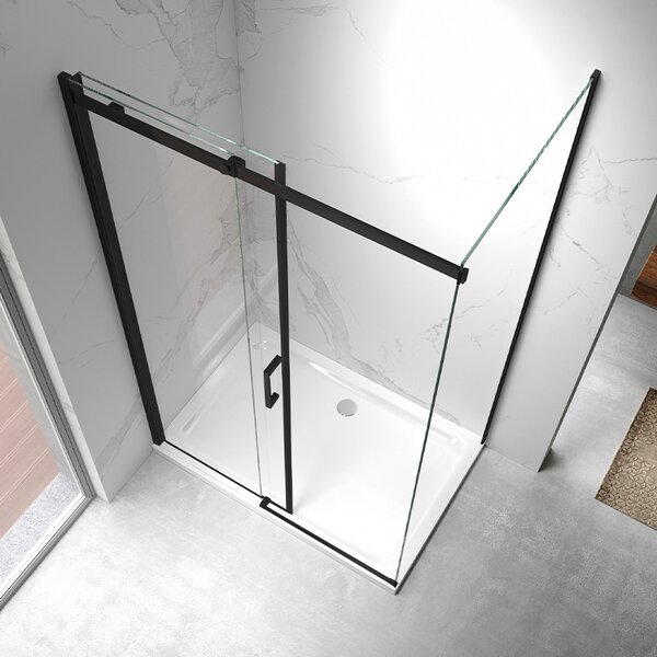 BPS-koupelny Obdélníkový sprchový kout ZES KZ22A BL 100x80 černý/transparent - bez vaničky