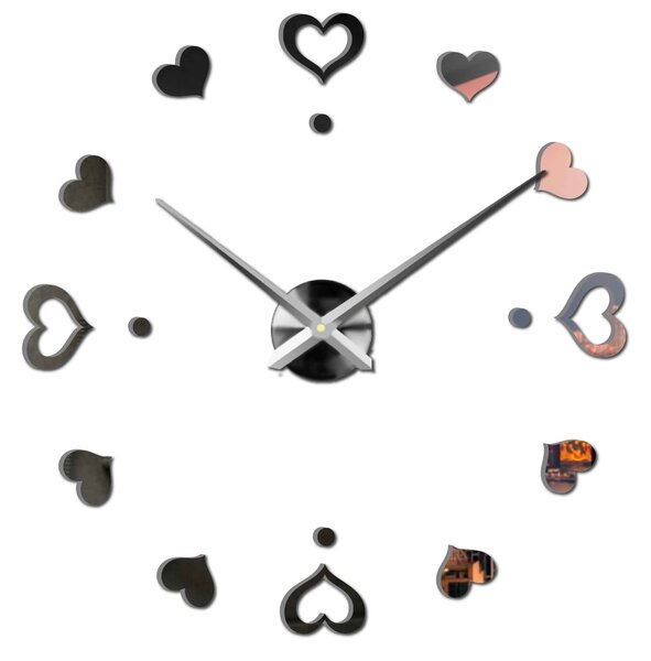 Hodiny na stenu nalepoviacie srdce - EMOCE: Černá Ral 9005 Černá barva RAL 9005 3097-14110 12S046-S-Wall clock HEU-