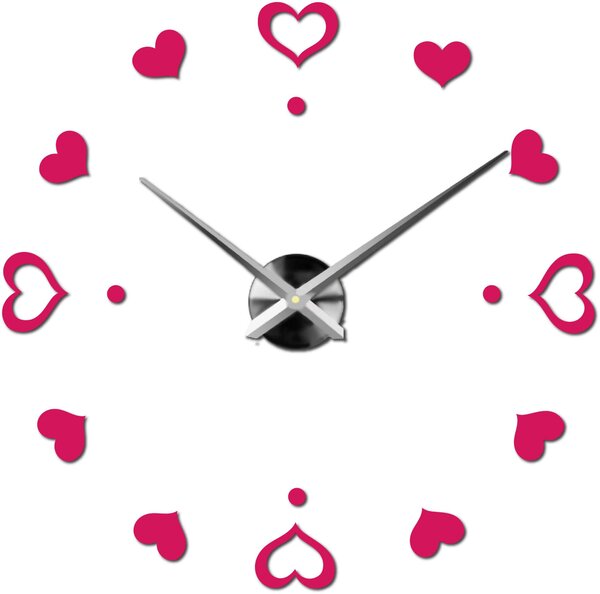 Hodiny na stenu nalepoviacie srdce - EMOCE: Černá Ral 9005 Černá barva RAL 9005 3097-14110 12S046-S-Wall clock HEU-
