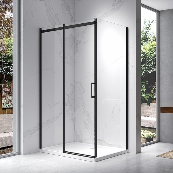 BPS-koupelny Obdélníkový sprchový kout ZES KZ22A BL 100x80 černý/transparent - bez vaničky