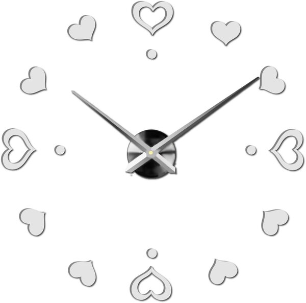 Hodiny na stenu nalepoviacie srdce - EMOCE: Černá Ral 9005 Černá barva RAL 9005 3097-14110 12S046-S-Wall clock HEU-