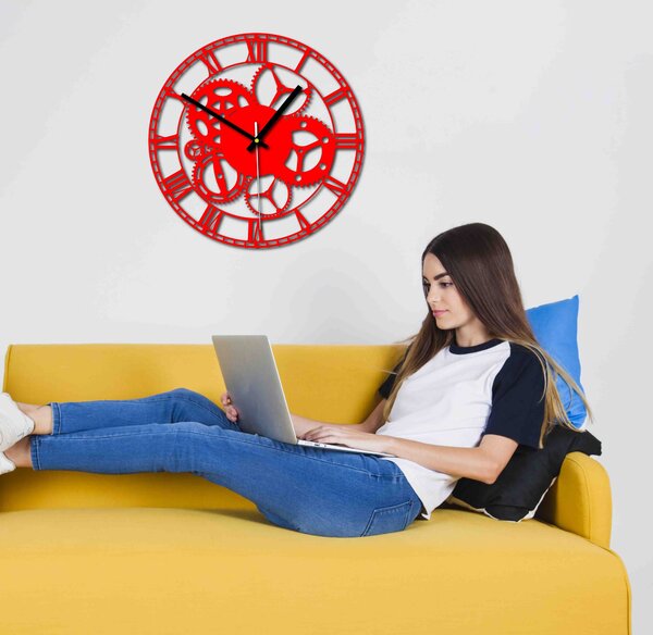 Nástěnné hodiny stroj času | FOGO: Šedá kovová Ral 7005 Stříbrné ručičky 30 cm 3118-71813 X0071-Trendy wall clock