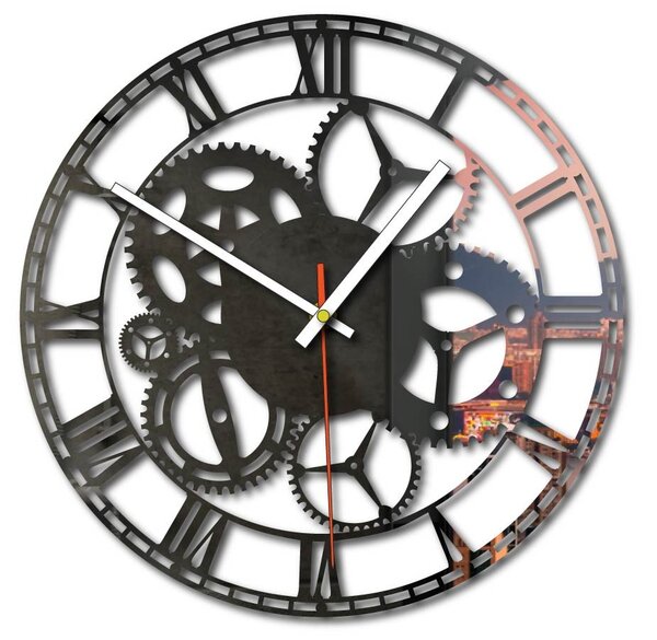 Nástěnné hodiny stroj času | FOGO: Šedá kovová Ral 7005 Stříbrné ručičky 30 cm 3118-71813 X0071-Trendy wall clock
