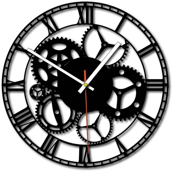 Nástěnné hodiny stroj času | FOGO: Šedá kovová Ral 7005 Stříbrné ručičky 30 cm 3118-71813 X0071-Trendy wall clock