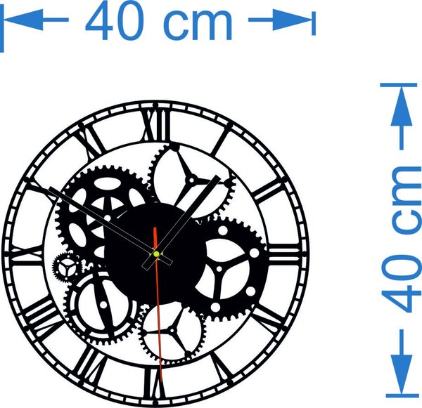 Nástěnné hodiny stroj času | FOGO: Šedá kovová Ral 7005 Stříbrné ručičky 30 cm 3118-71813 X0071-Trendy wall clock