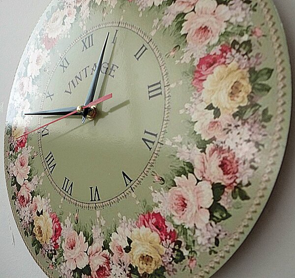 Vintage dřevěné nástěnné hodiny kruh | KVERTO: Černé ručičky 3131-14898 HDFK002 - Wooden clock