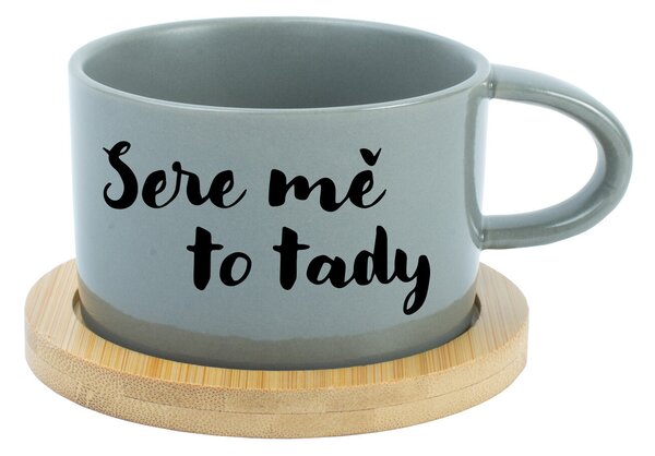 SERE MĚ TO TADY - šedý hrníček makronka 200 ml