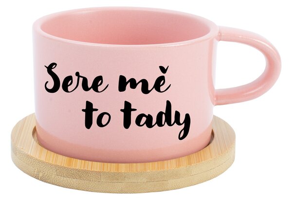 SERE MĚ TO TADY - růžový hrníček makronka 200 ml