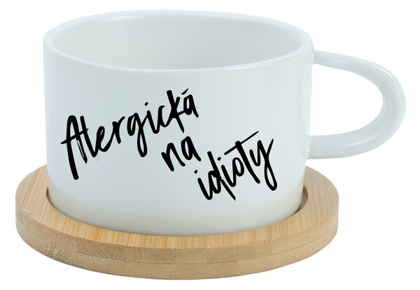 ALERGICKÁ NA IDIOTY - bílý hrníček makronka 200 ml