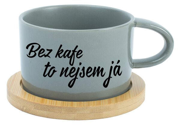 BEZ KAFE TO NEJSEM JÁ - šedý hrníček makronka 200 ml