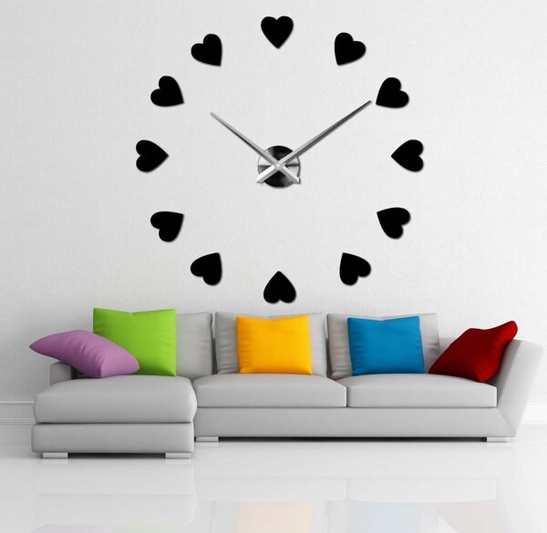 Velké nástěnné hodiny s motivem srdce I SENTOP 12S051: Černá Ral 9005 Černá barva RAL 9005 3259-15915 12S051 Wall clock HEU-