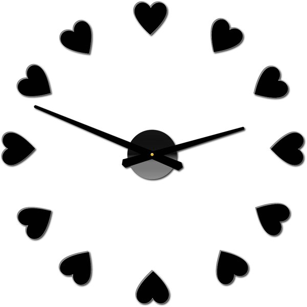 Velké nástěnné hodiny s motivem srdce I SENTOP 12S051: Černá Ral 9005 Černá barva RAL 9005 3259-15915 12S051 Wall clock HEU-