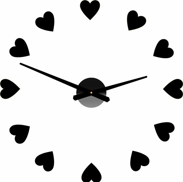 Velké nástěnné hodiny s motivem srdce I SENTOP 12S051: Černá Ral 9005 Černá barva RAL 9005 3259-15915 12S051 Wall clock HEU-