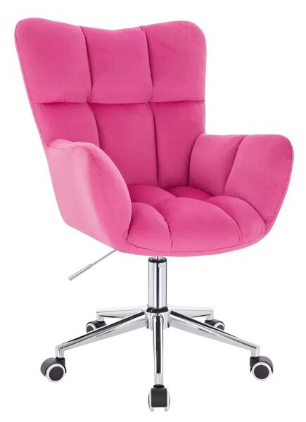 LuxuryForm DESIGN Křeslo AURORA VELUR na stříbrné podstavě s kolečky - tmavě růžové