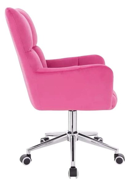 LuxuryForm DESIGN Křeslo AURORA VELUR na stříbrné podstavě s kolečky - tmavě růžové