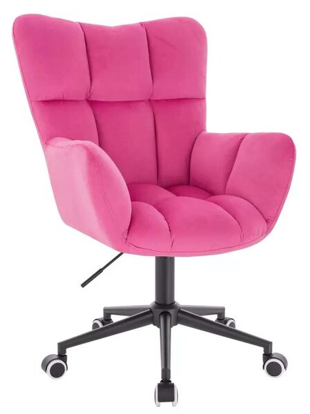 LuxuryForm DESIGN Křeslo AURORA VELUR na černé podstavě s kolečky - tmavě růžové