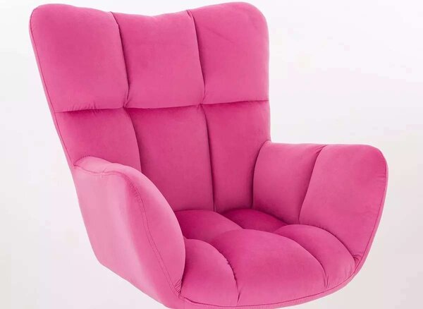 LuxuryForm DESIGN Křeslo AURORA VELUR na stříbrném kříži - tmavě růžové