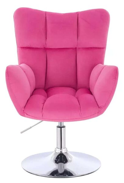 LuxuryForm DESIGN Křeslo AURORA VELUR na stříbrném talíři - tmavě růžové