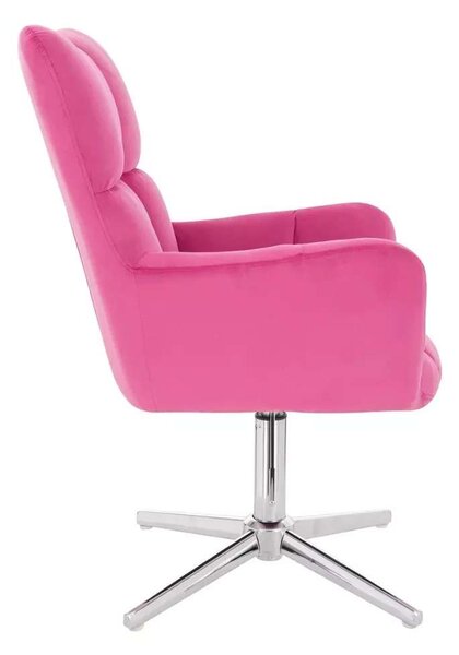 LuxuryForm DESIGN Křeslo AURORA VELUR na stříbrném kříži - tmavě růžové