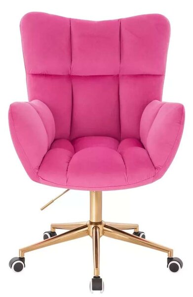 LuxuryForm DESIGN Křeslo AURORA VELUR na zlaté podstavě s kolečky - tmavě růžové