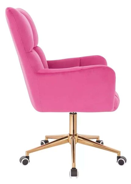 LuxuryForm DESIGN Křeslo AURORA VELUR na zlaté podstavě s kolečky - tmavě růžové